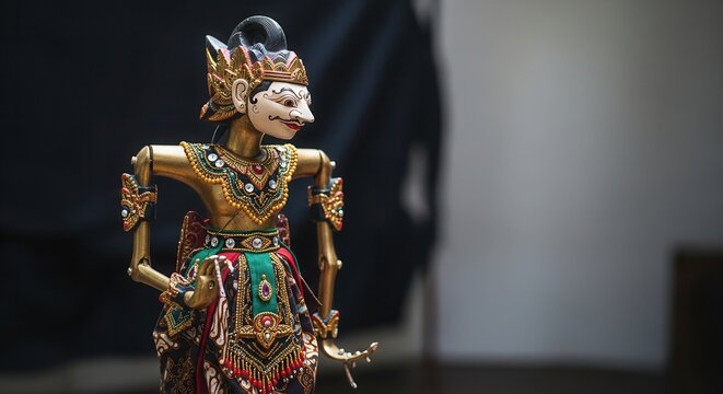 Traditional Indonesian Wayang Kulit Puppet Figure.
