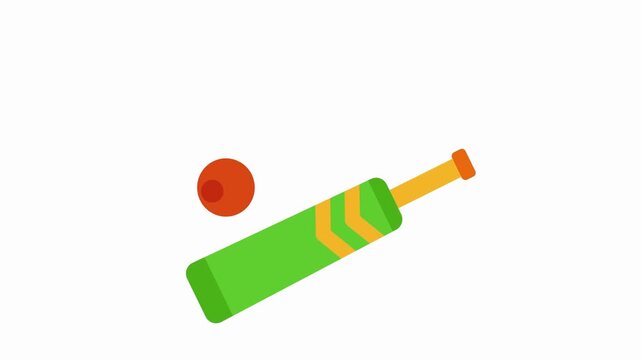 Cricket Bat and Ball Sports Equipment Animation.