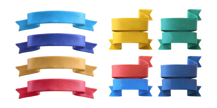 Colorful Blank Banners for Design and Advertising Projects, isolated on transparent background