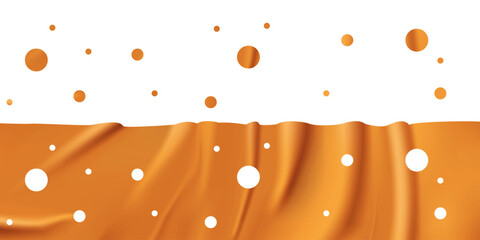 Cutout confetti style horizontal overlay pattern isolated on transparent background. Circle glitter design template in orange atlas cloth style. Vector png © boxerx
