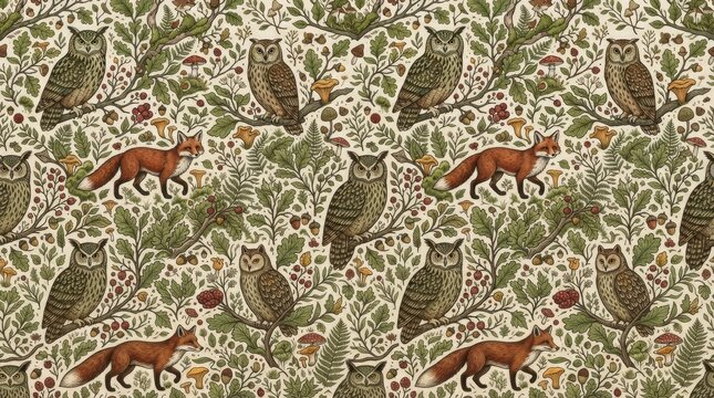 Finland pattern forest wildlife woodland animal tapestry motif with wildlife woodland tapestry scandinavian traditional