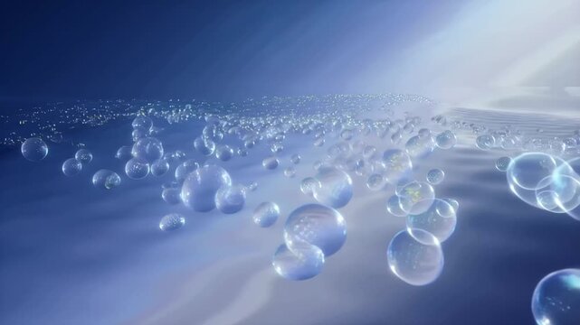 Floating Transparent Bubbles on Blue Gradient Background Abstract 3d Render With Soft Lighting And Copy Space For Modern Graphic Design