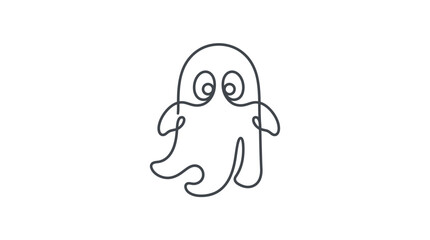 Obraz premium Cute ghost drawing, single line art