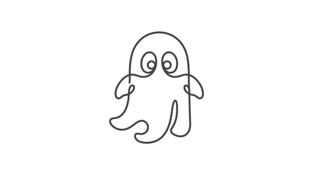 Cute ghost drawing, single line art