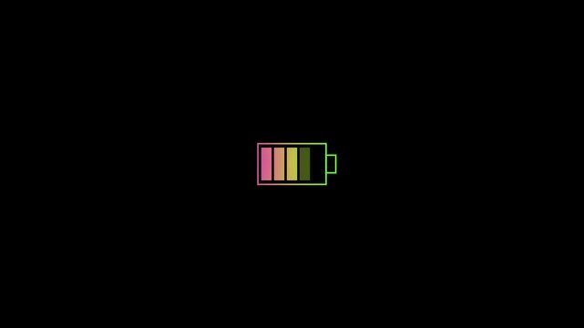 Battery full charge Abstract battery with charging symbol in futuristic glow polygonal style battery icon animation 4k
