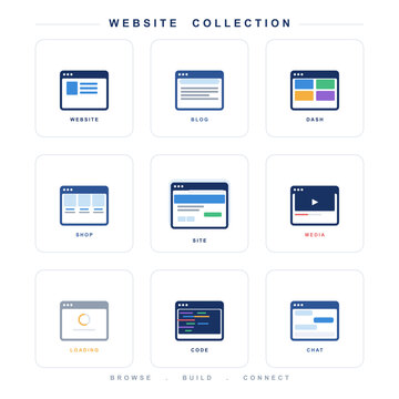 Set of flat vector website interface icons