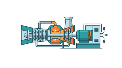 Gas Turbine Power Generator Vector Illustration © Suris