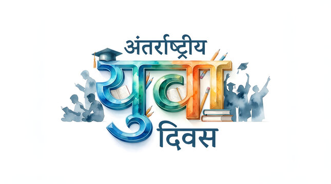 International youth day logo design and celebration background.