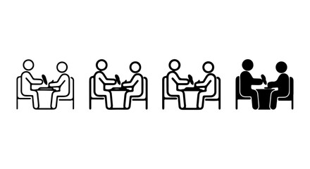 Fototapeta premium Business Meeting Icons, Interview Vector Set, Collaboration Graphics, Two People Discussion