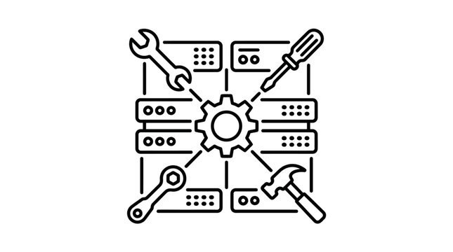 Data server maintenance and repair tools icon