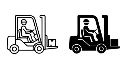 Naklejka premium Forklift Truck Icons, Warehouse Vehicle Vector Set, Logistics and Delivery Symbols