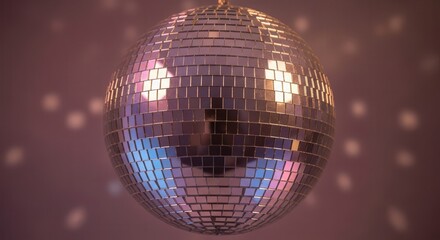 Obraz premium Sparkling Disco Ball Hanging in a Dimly Lit Club Setting.