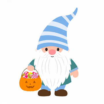 the image features a delightful cartoon figure of a gnome against a plain, light background