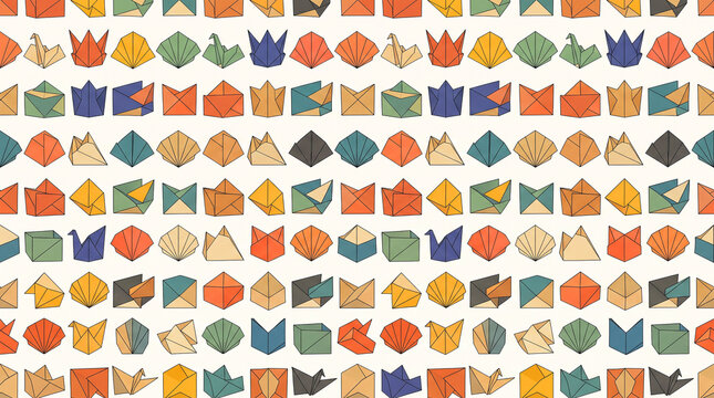 Japanese Origami Paper Folds Grid Seamless Vector Pattern Wallpaper
