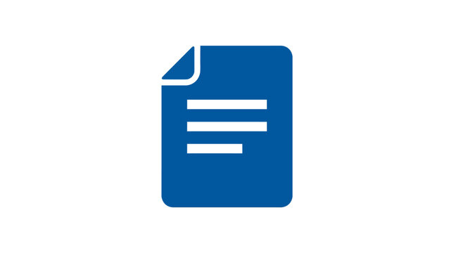 Blue text document vector icon isolated on white background, business report and office file symbol.