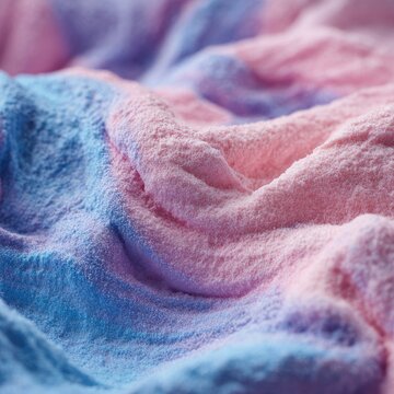 Close-up of soft, textured, pink and blue fabric