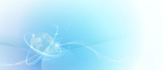 Abstract global network background with glowing blue digital earth, Futuristic technology interface © nongkran_ch