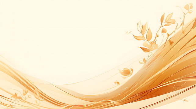 Abstract floral vector background formed by soft peach light and flowing curves with large minimalist left copy space, for Diwali corporate presentations and business banners