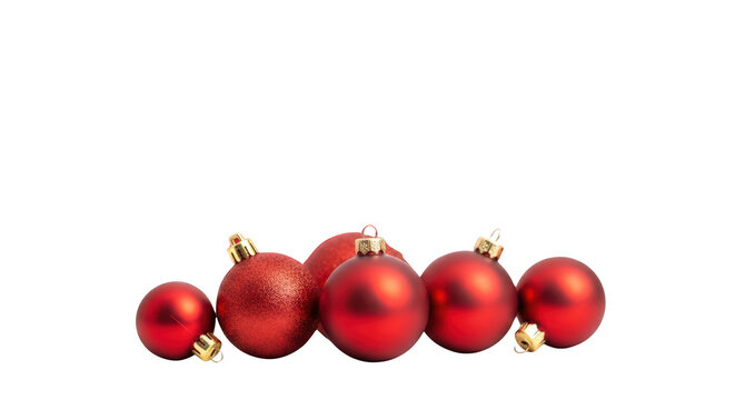 Red Christmas Ornaments in a Row.