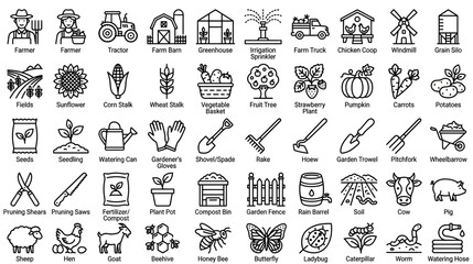 Fototapeta premium Farm and Garden Icons Set