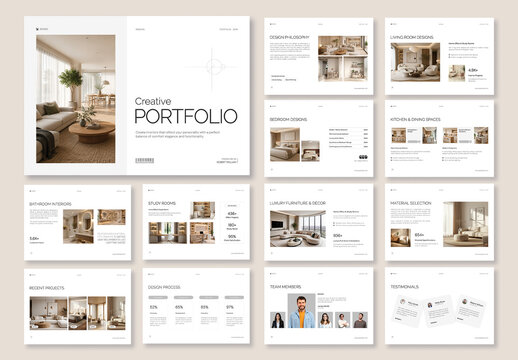 Minimal Home Decoration Portfolio Magazine Template Layout