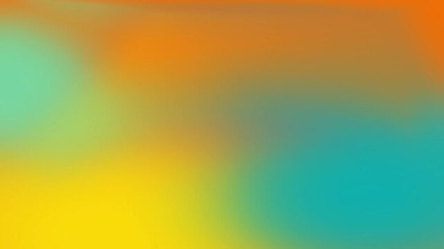 Abstract blurry gradient background with vibrant orange, teal, and yellow colors. Smooth mesh gradient seamless looping