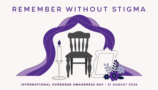 International overdose awareness day design with purple theme