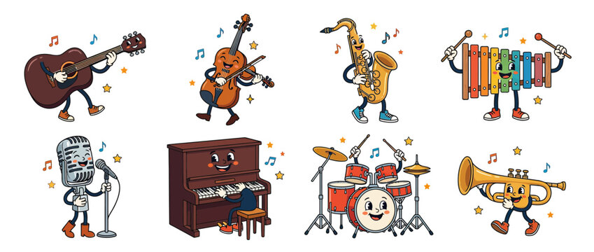 Musical Instruments Playing Music Cartoon Characters