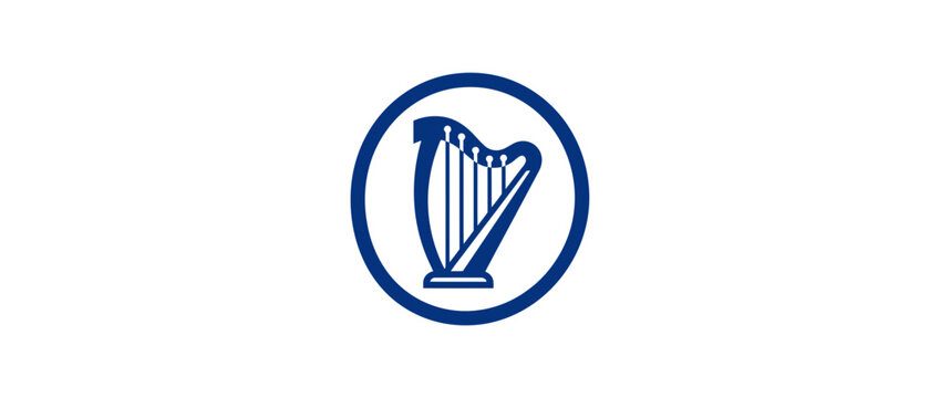 Simple Harp Icon on White Background