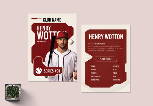 Modern Baseball Sports Player Trading Card Template Layout