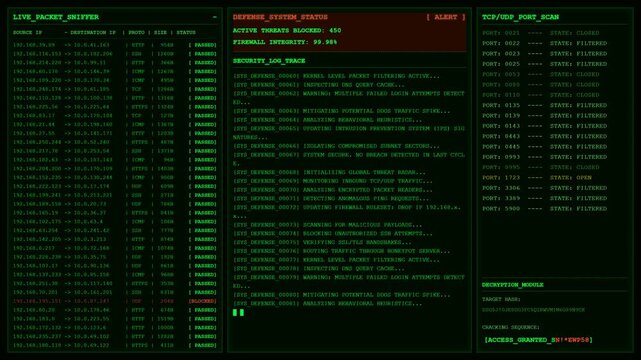 Live Packet Sniffer Defense System Firewall Port Scan Animation.
