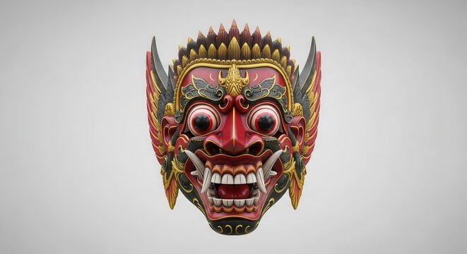 Traditional Balinese Barong Mask Representing Indonesian Cultural Heritage.