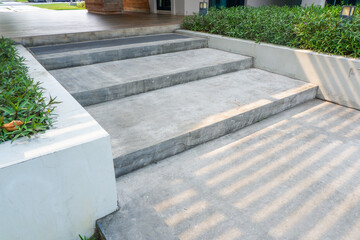 Obraz premium Stairs in the city,Granite stairs near subway,Stone stairway Modern,concrete stairs and metal railings outside,Empty modern building stairway composition..
