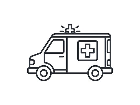 Ambulance van with medical cross icon