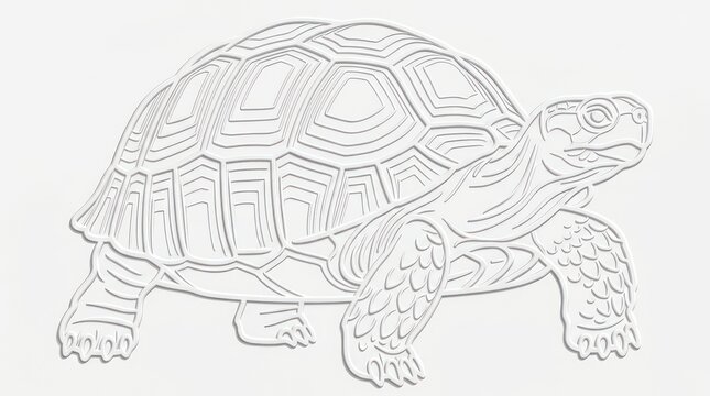 Embossed paper cut style illustration of a turtle