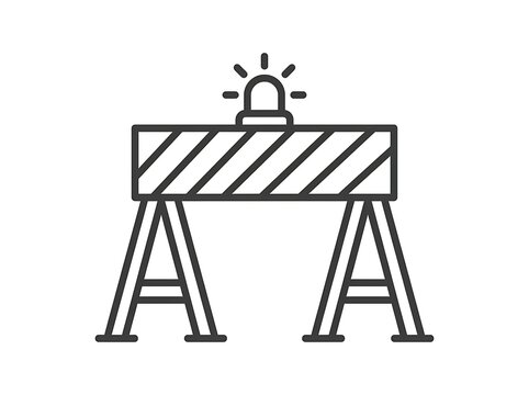 Roadblock barrier with police light on aa letters