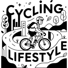 Fototapeta premium Cycling Lifestyle: Vector Illustration of Man cycle Bicycle and BMX Rider Silhouettes for Sport Race Adventure Design and Cartoon Art