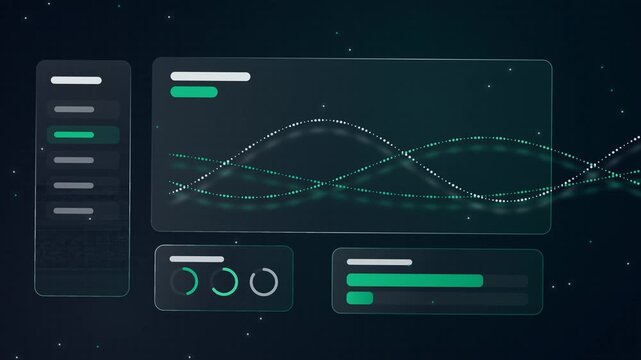 Modern Financial Tech Interface: Seamless Ambient Wireframe Shift with Glossy Bevel Specular Highlights
