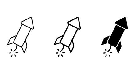 Rocket Firework Icons, Celebration Pyrotechnics Vector Set, Festive Launch Symbols © al