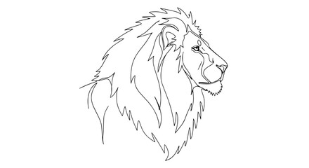 Obraz premium Minimalist Lion Head Outline Drawing, Single Line Art Illustration