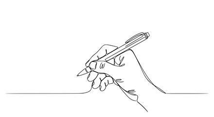 Obraz premium Minimalist hand drawing line with pen, continuous one line art, writing or creating concept