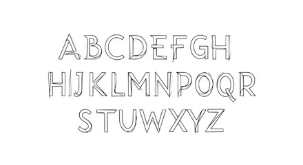 Fototapeta premium Handwritten Alphabet Letters A to Z, Sketchy Outline Font, White Background, Creative Design