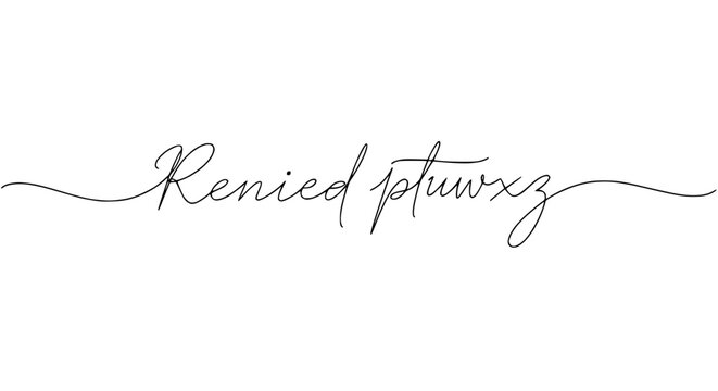 Elegant handwritten script font with letters 'Renied ptuwxyz' on white background