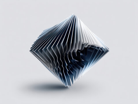 Abstract geometric square shape with layered paper-like texture floating in a neutral background