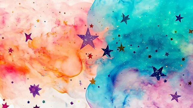Digital vintage watercolor stars abstract background