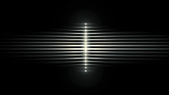 Abstract geometric design with horizontal lines and glowing central axis on black background