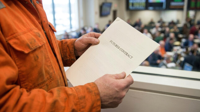 Futures contract document close up stock market trading floor financial market paper document exchange hall market volatility investment risk