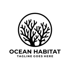 Naklejka premium Eco-friendly logo for marine conservation and aquatic brands. Natural, organic feel representing sea life protection.