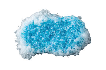 Fototapeta premium Blue soap foam with abundant suds and bubbles. Cleaning or washing liquid lather on transparent background