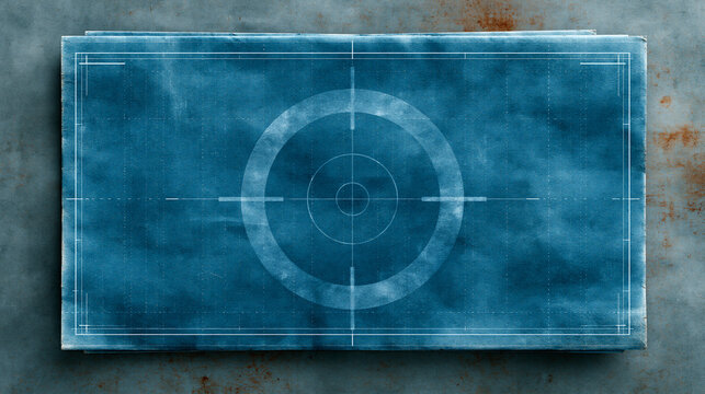 Blueprint plan drawing draft technical architecture target circle grid project paper